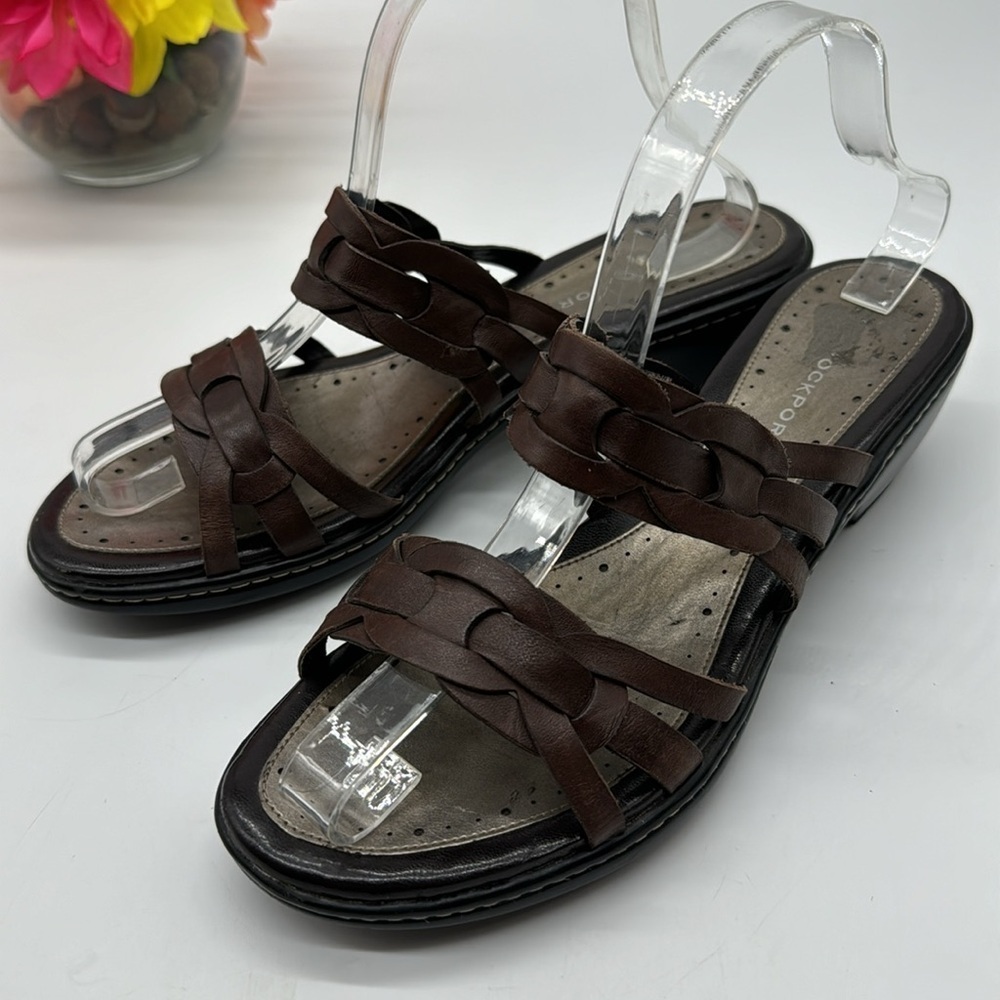 Rockport Brown Leather Slip On Sandal Size 8.5 MCS6353C
